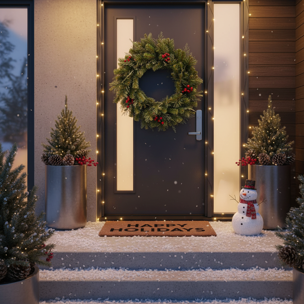 Coronita Artificiala De Craciun pentru Usa Snowfall