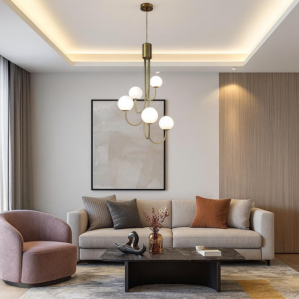 Lustra Suspendata Mini FUBRI Gold Abajur Mat