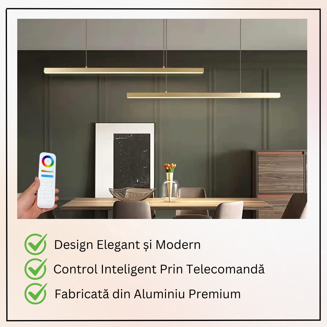 Lustra LED Suspendata 72W Elegant Office Gold Echivalent 500W