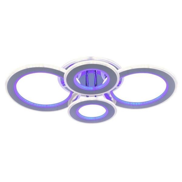 Lustra Led 176W 2 + 2 Circle Chrome Rgb-Mix Telecomanda Lighting Fixtures