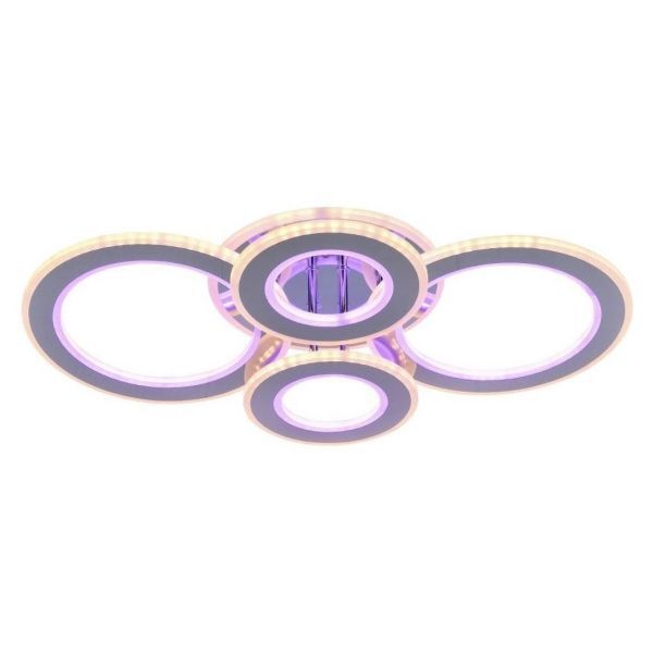 Lustra Led 176W 2 + 2 Circle Chrome Rgb-Mix Telecomanda Lighting Fixtures