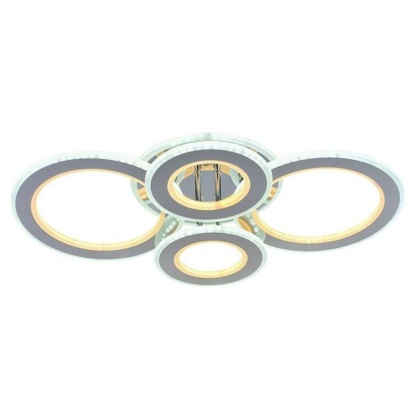 Lustra Led 176W 2 + 2 Circle Chrome Rgb-Mix Telecomanda Lighting Fixtures