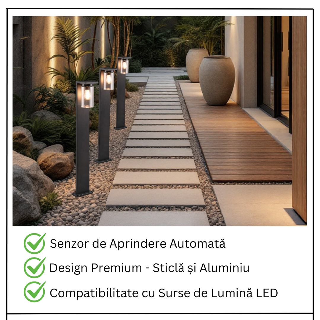 Stalp Ornamental ARDILA Finisaj Negru 100CM 1XE27