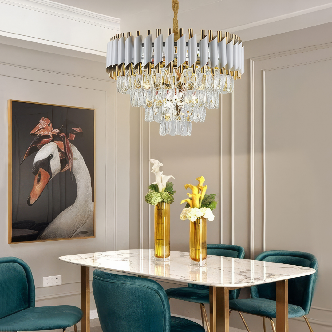 Candelabru Cristal 400MM WHITE PANTHER 8801/400 ALB + AURIU / CRISTAL / 40CM Chandeliers Crystal