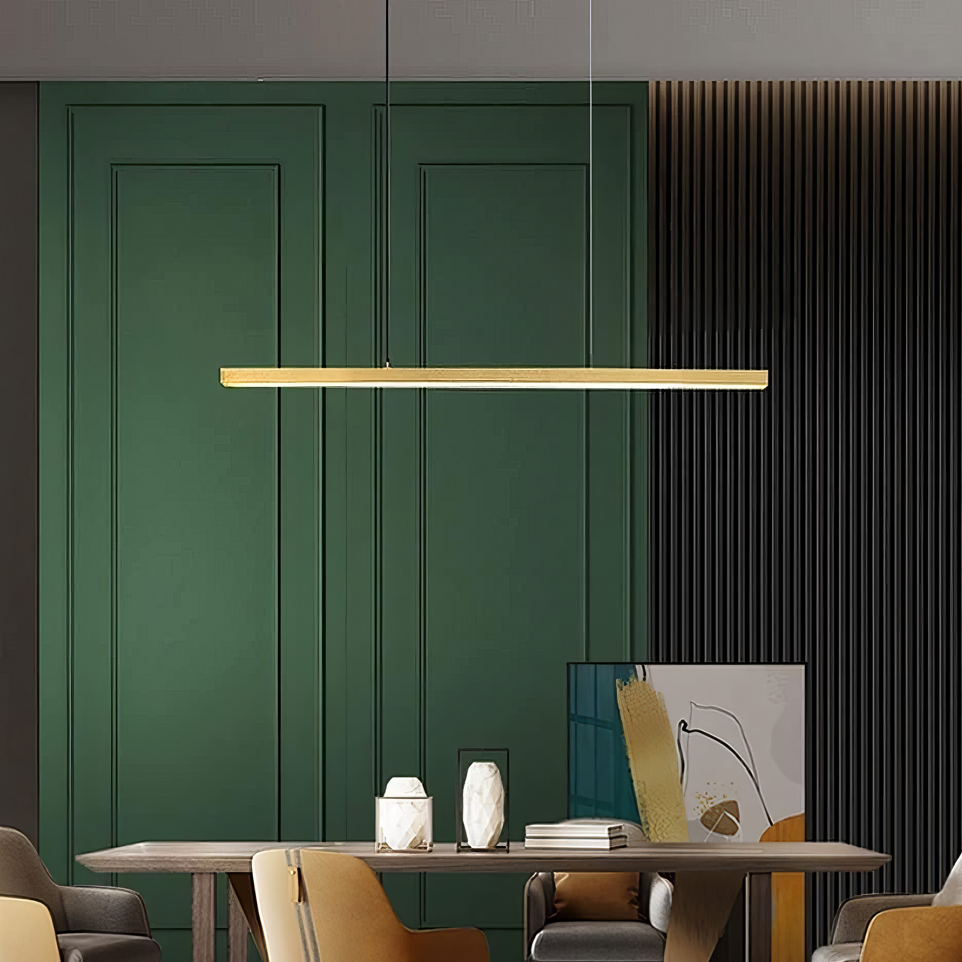 Lustra LED Suspendata 36W Elegant Office Gold Echivalent 300W