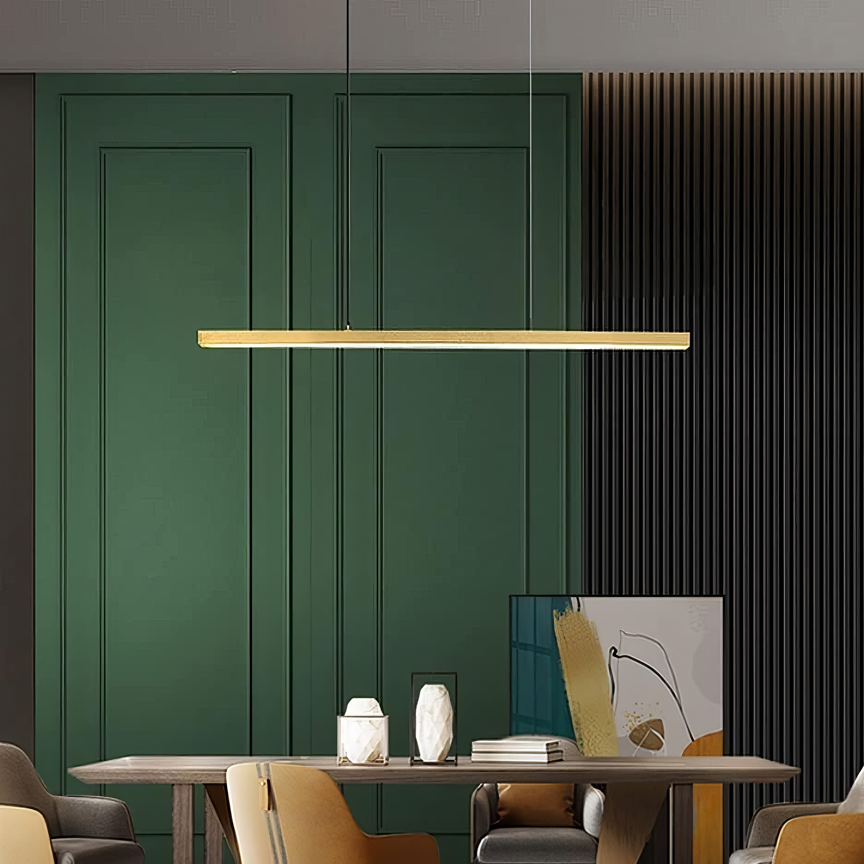 Lustra LED Suspendata 36W Elegant Office Gold Echivalent 300W