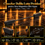Conector Dublu cu Cablu Lung Premium Black pentru Sina Magnetica Hyper