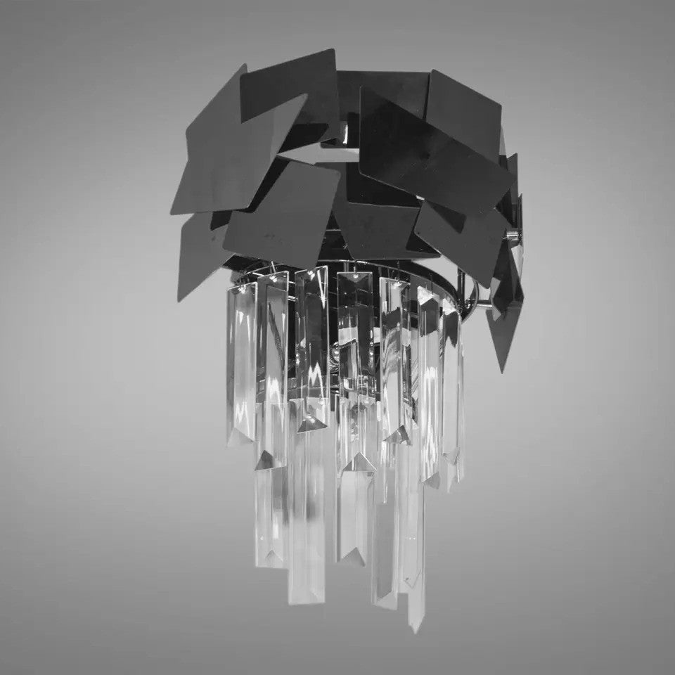 Aplica Perete Cristal Modern Troy Negru Lucios