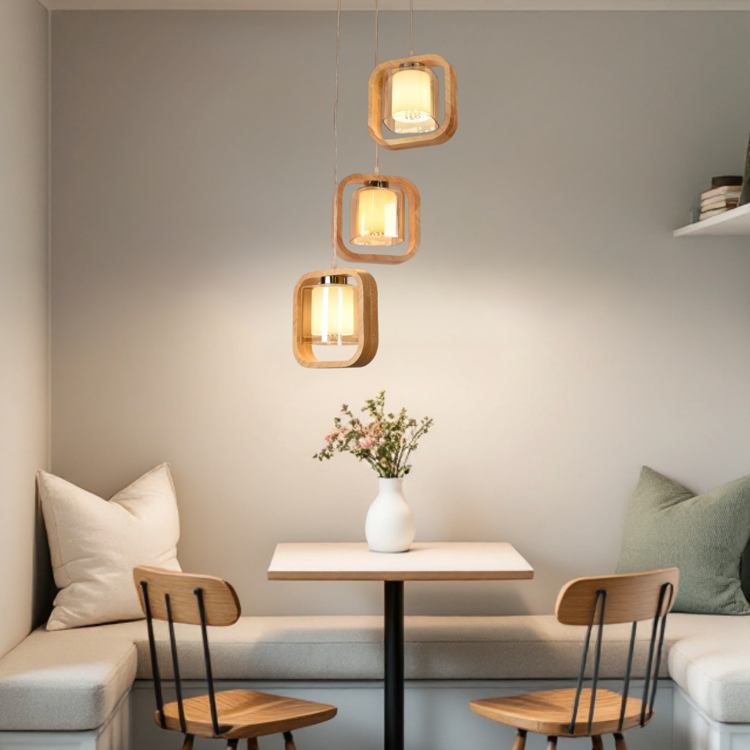 Lustra Lemn Suport Rotund 3xE27 NovaWood