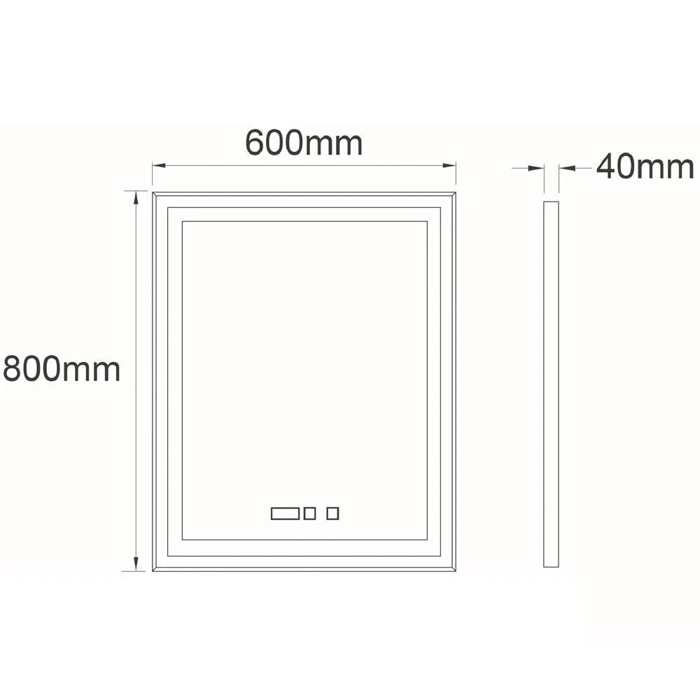 Oglinda LED FIGRO 60x80CM Functie Dezaburire, Ceas, Touch, 3 Lumini