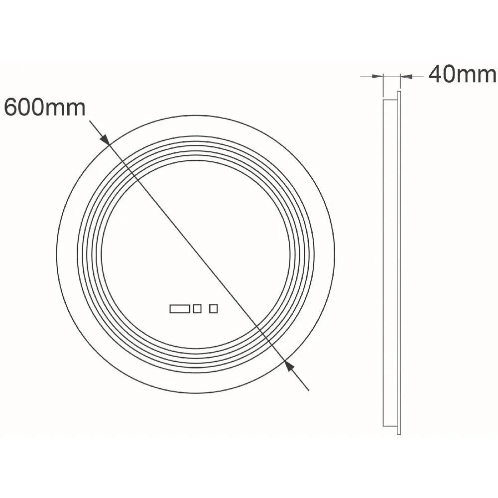 Oglinda LED CRESCA 60CM Functie Dezaburire, Ceas, Touch, 3 Lumini