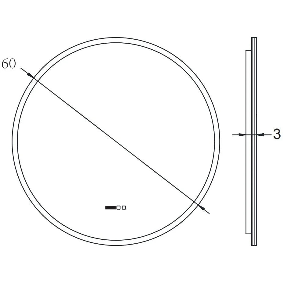 Oglinda LED VIONNA 60CM Functie Dezaburire, Ceas, Touch, 3 Lumini