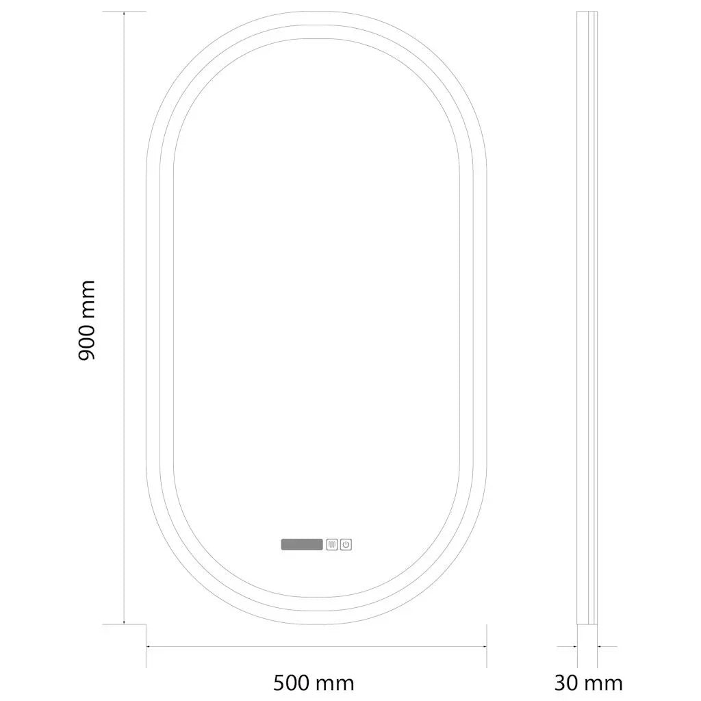 Oglinda LED VIONNA 50x90CM Functie Dezaburire, Ceas, Touch, 3 Lumini