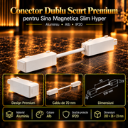Conector Dublu cu Cablu Scurt Premium White pentru Sina Magnetica Hyper