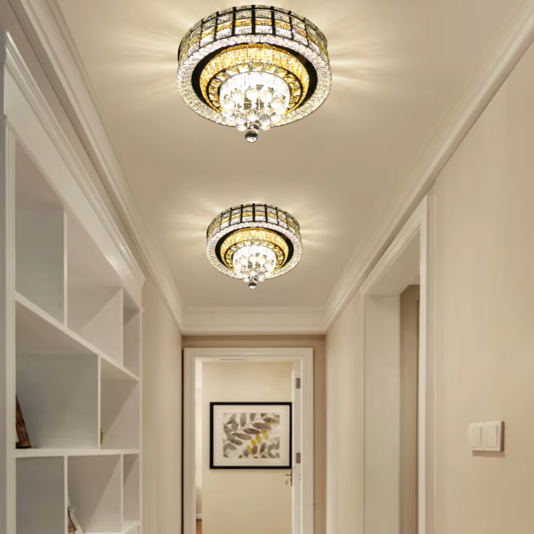 Lustra LED Cristal Aplicata Luxor Rotunda Telecomanda 60-80CM