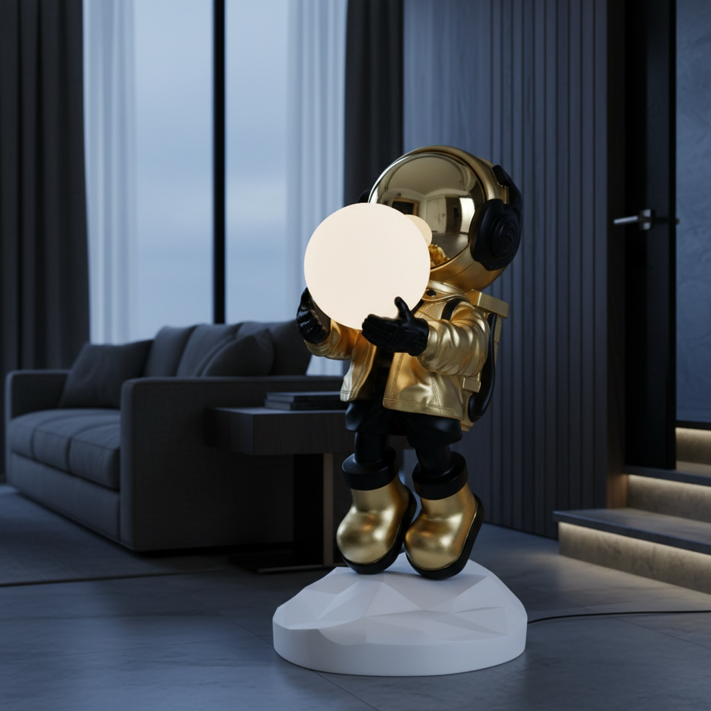 Statueta Decorativa Astronaut 95CM cu RGB Touch Gold