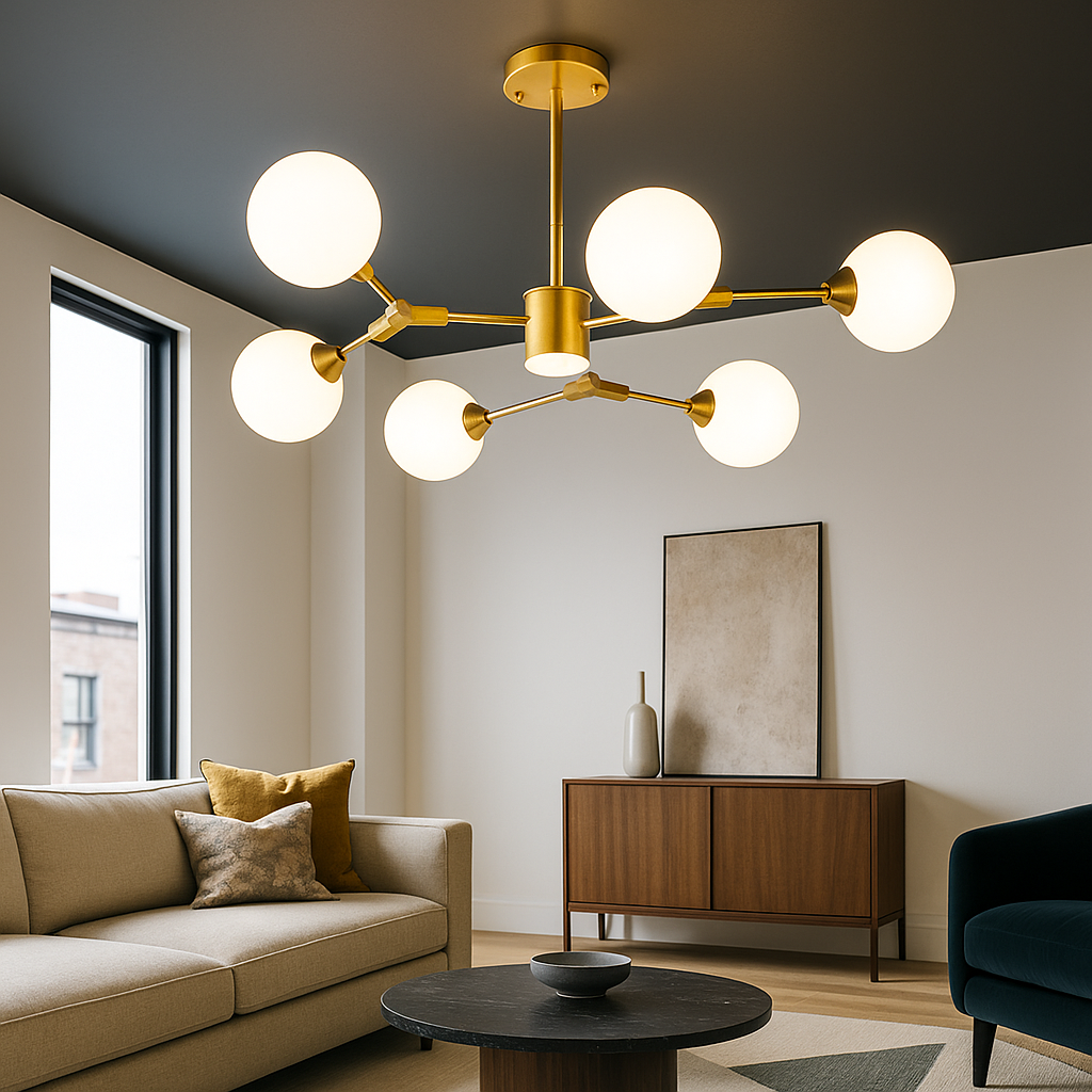 Lustra Auryn Gold Abajur Mat 6xG9