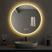 Oglinda LED Rotunda 60cm Aurie cu Touch Dezaburire si 3 Lumini
