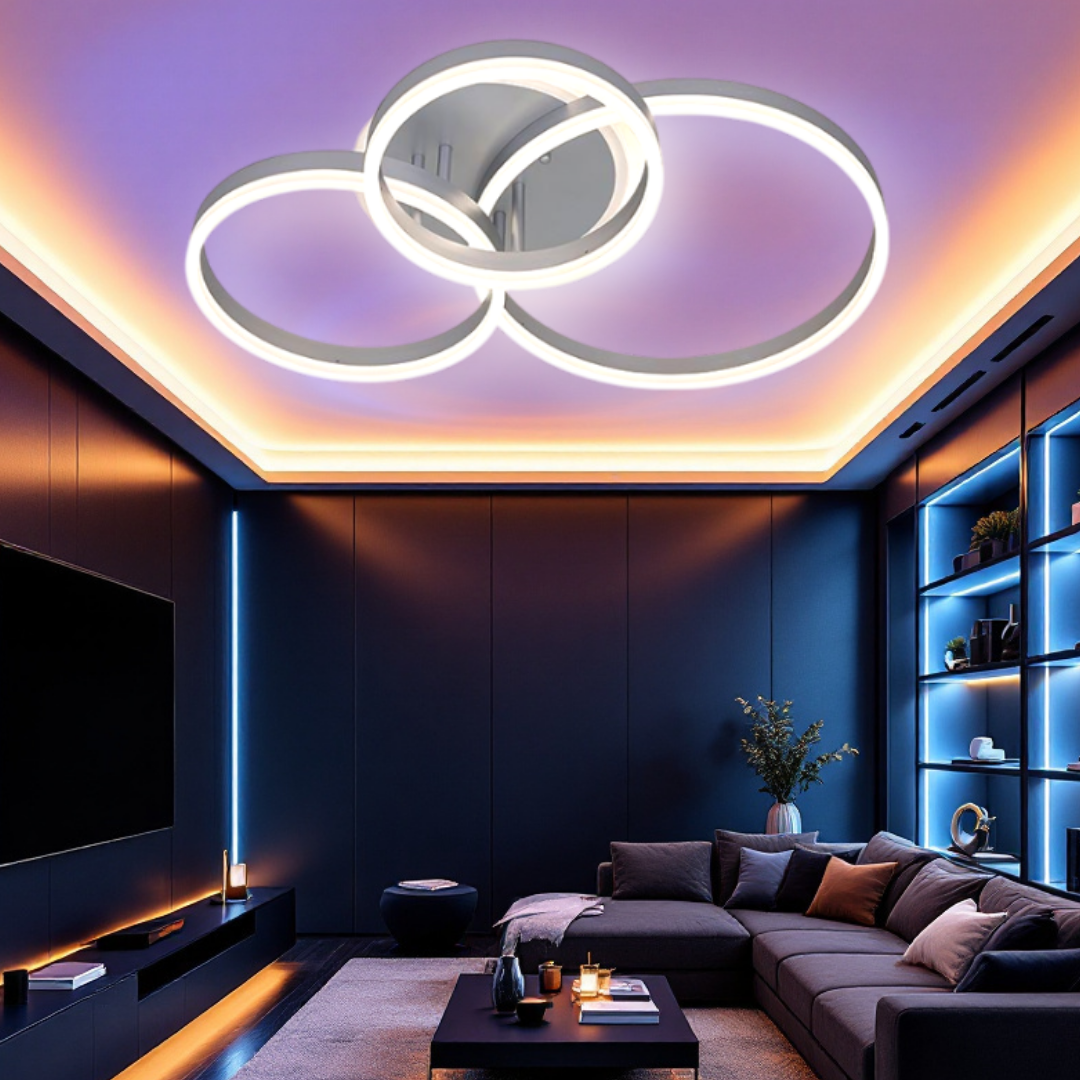 Lustra LED Beauty Silver Circle Echivalent 600W cu Telecomanda