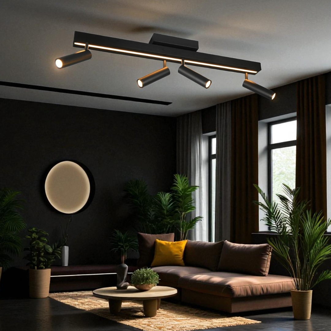 Lustra LED cu 4 Spoturi pe Sina ZENO Black Telecomanda