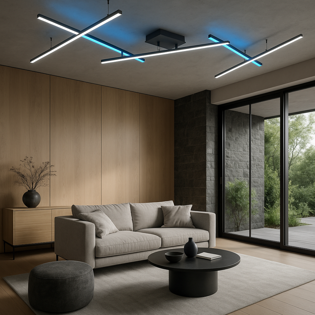 Lustra LED Reglabila RGBW ARVIN Black Echivalent 300W Telecomanda