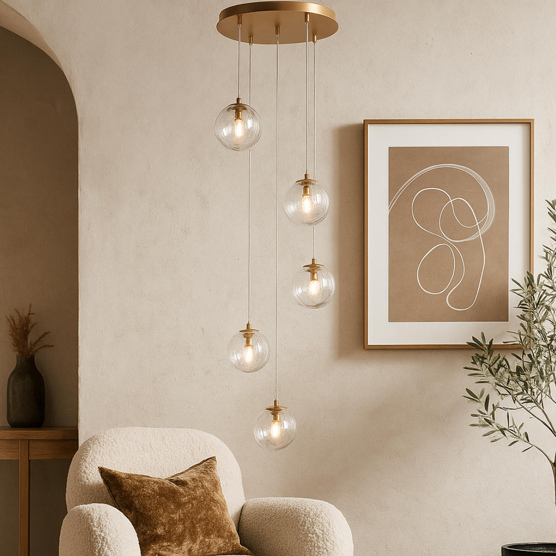 Lustra KENA Gold Abajur Transparent 5xG9