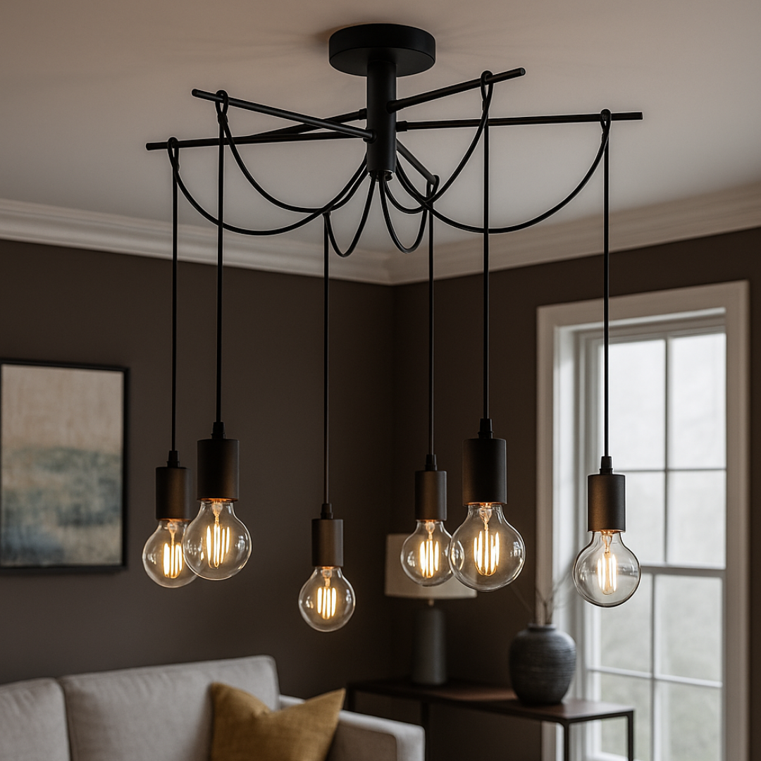 Lustra Suspendata Vintage Black Ragno 6xE27