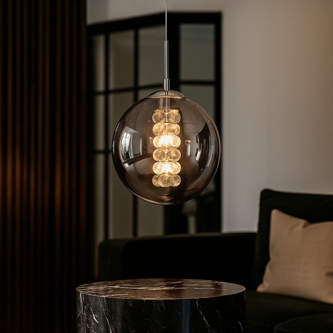 Pendul Abajur Fumuriu LIMA 1xG9 Chrome