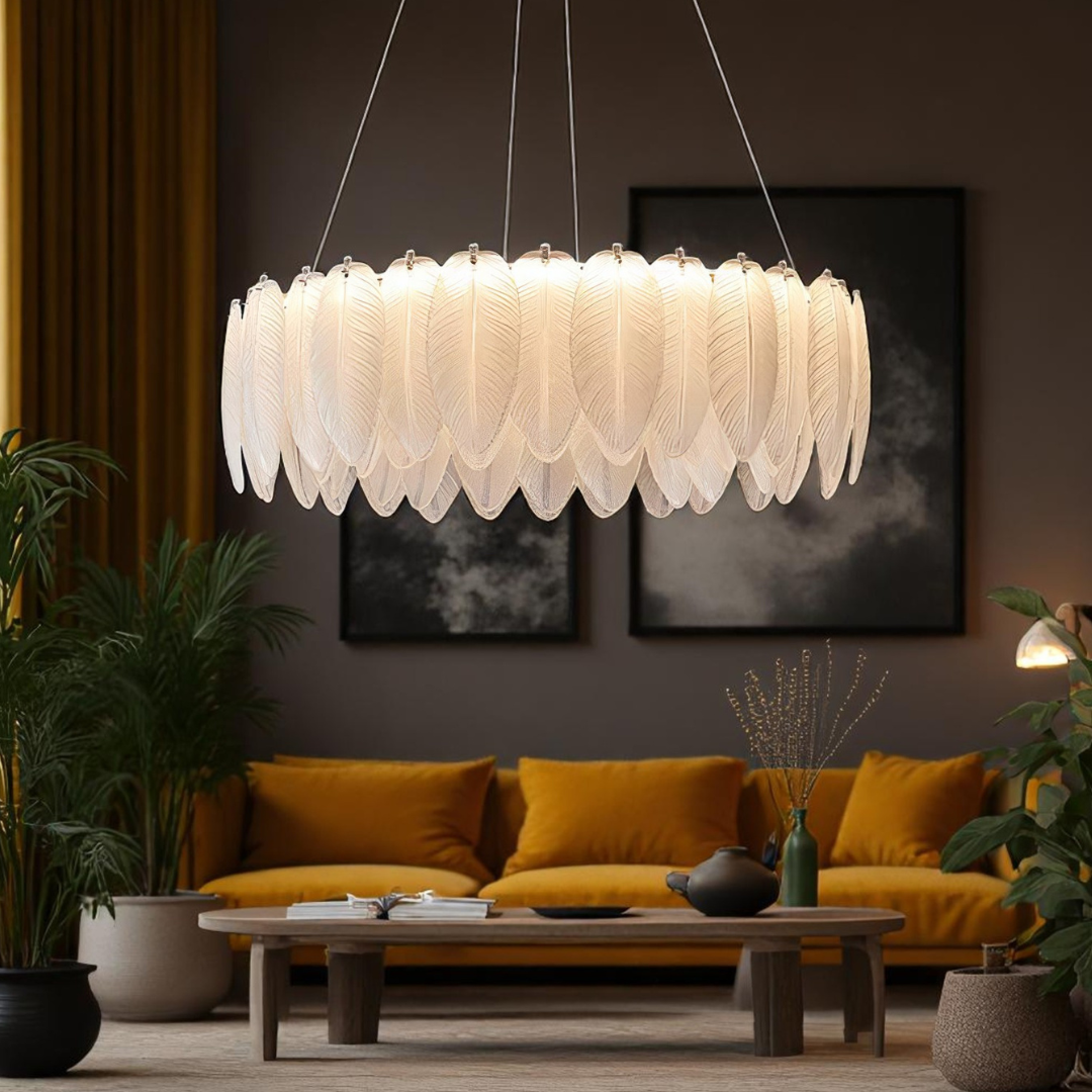 Lustra LED Suspendata 96W 50CM Feathers Deluxe Echivalent 500W