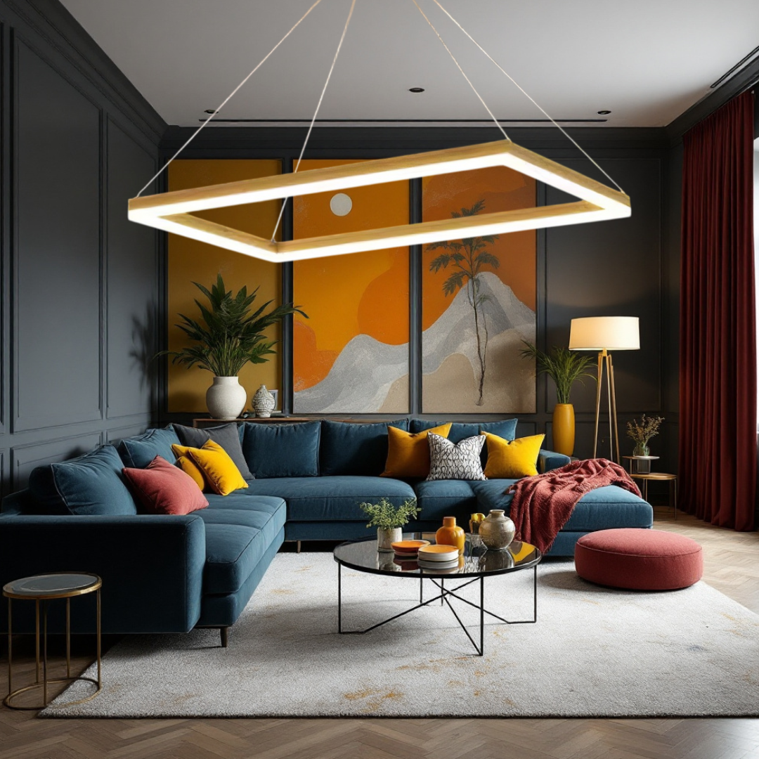 Lustra LED Suspendata 1 Element Rectangular 60X30CM Auriu Echivalent 300W