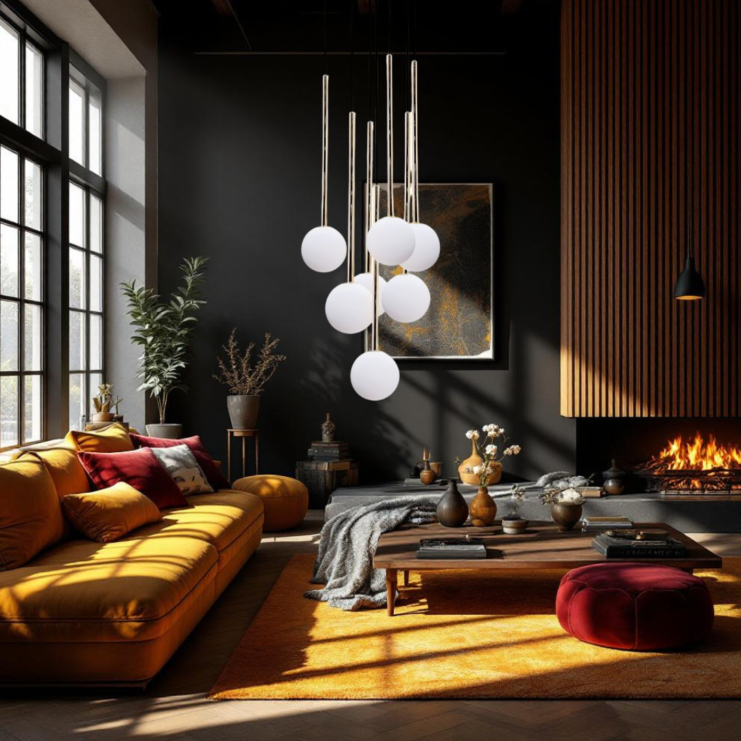 Lustra Abajur Suspendata Luxury ALI Golden 180CM