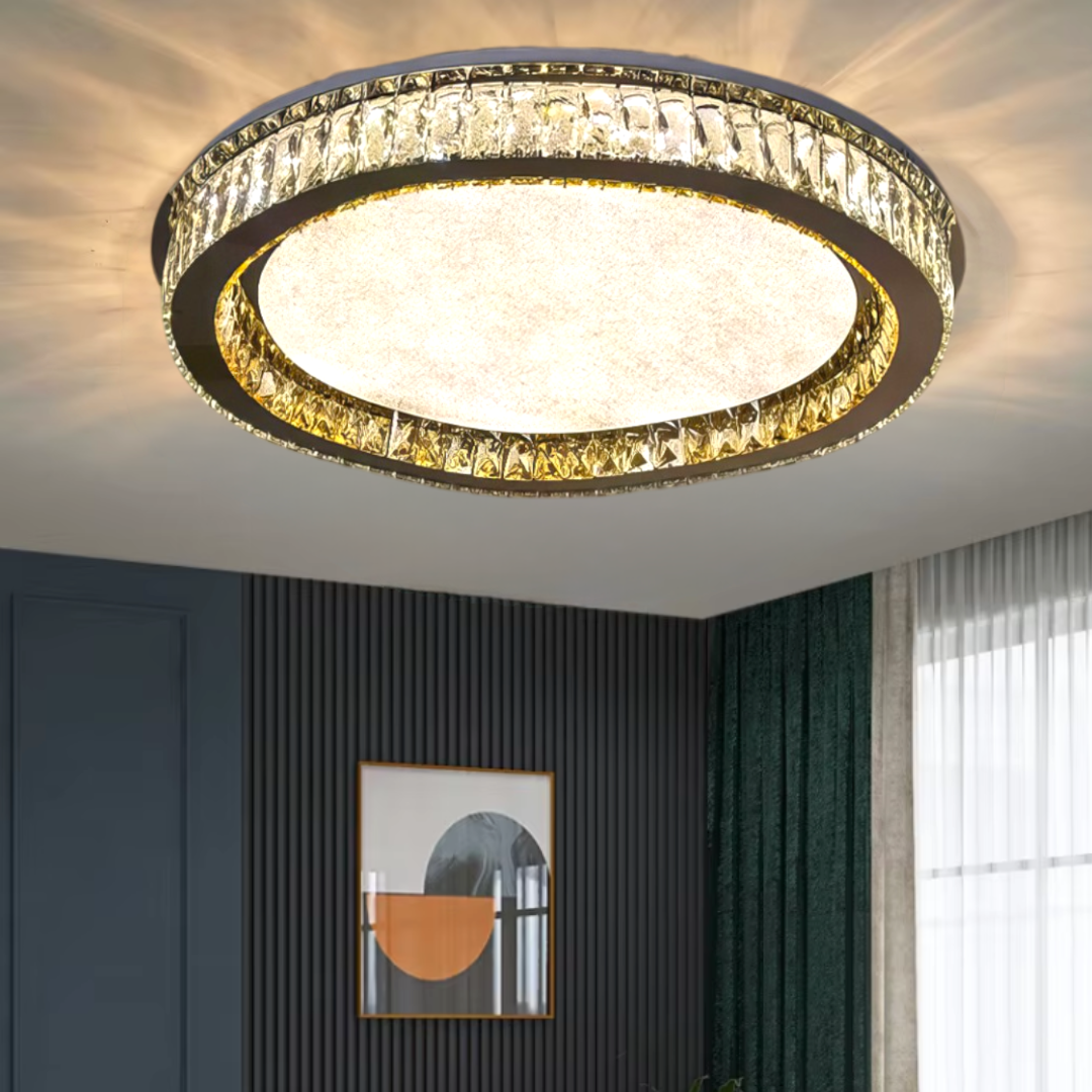 Lustra LED Cristal Aplicata Glamour Halo Telecomanda 50-80CM
