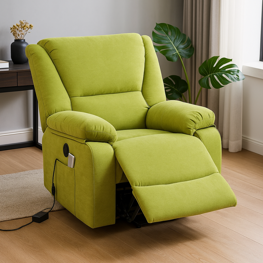 Fotoliu cu Masaj si Incalzire, Recliner Electric, Verde