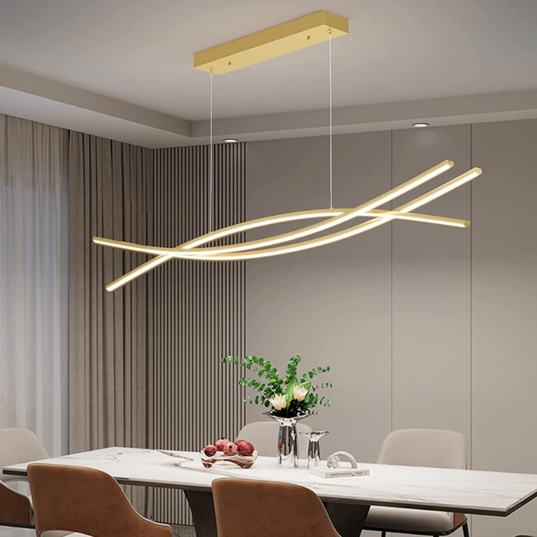 Lustra LED 80W OFFICE Suspendata Gold cu Telecomanda Echivalent 500W