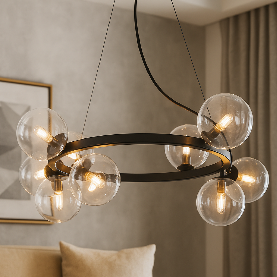 Lustra Suspendata Abajur Transparent 11xG9 Volta Black