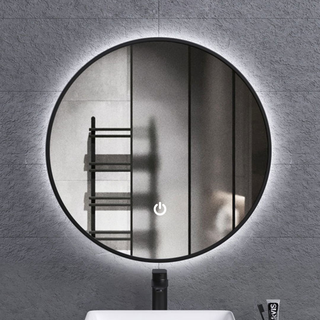 Oglinda LED Rotunda cu Rama Neagra si Touch C110S