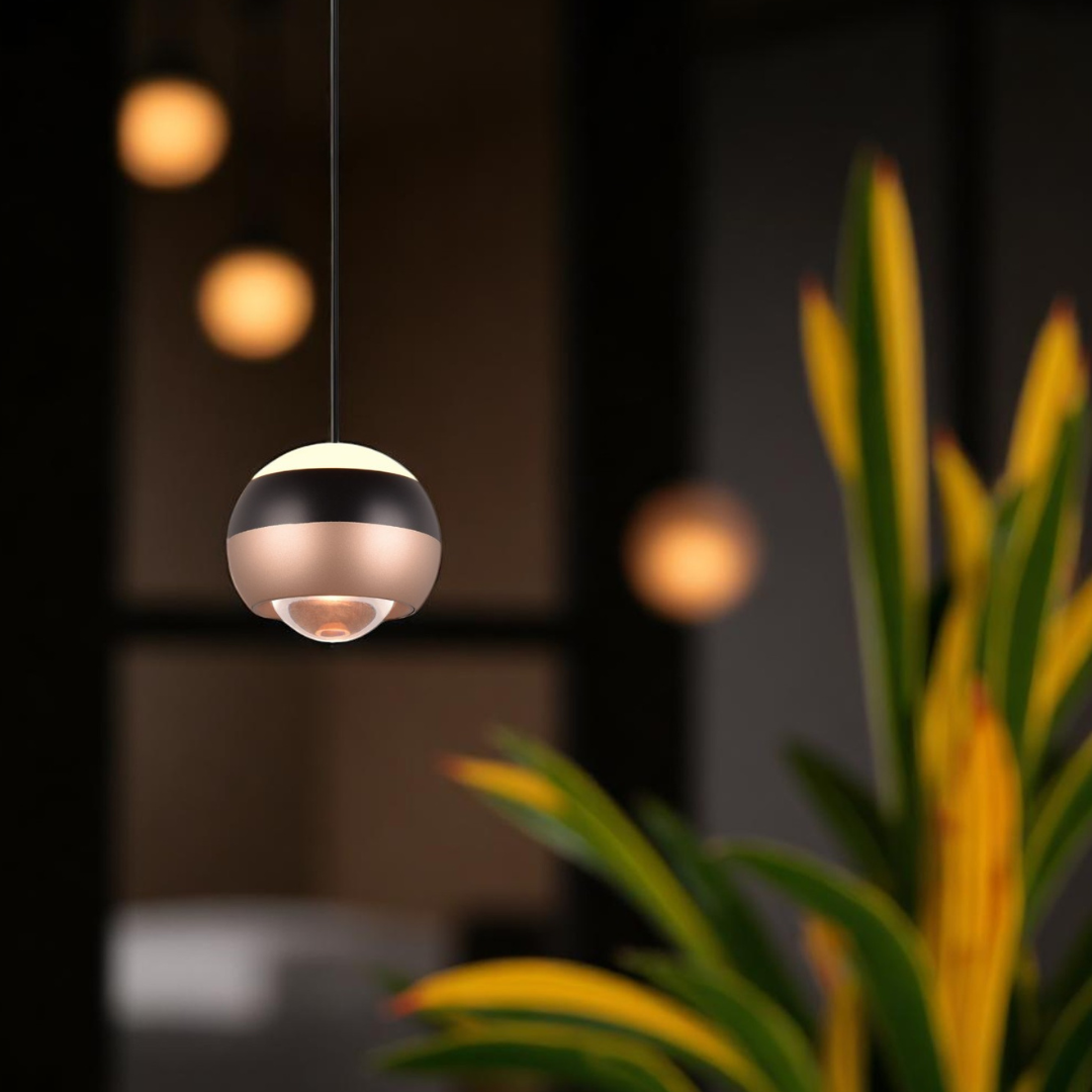 Pendul LED Orbit Pull Down 3 lumini din buton, Dimabil