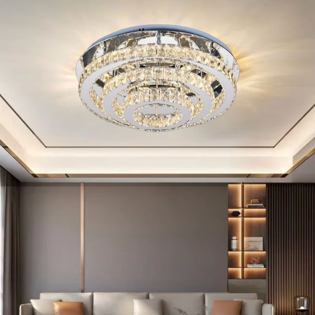 Lustra LED Exquisite Round Cristal Echivalent 400W Telecomanda CHROME / 40CM / CRISTAL Chandeliers