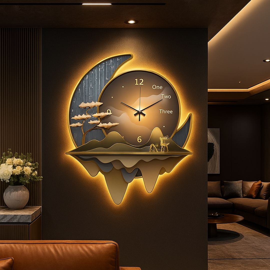 Aplica LED Tip Tablou cu Ceas MoonClock 60cm