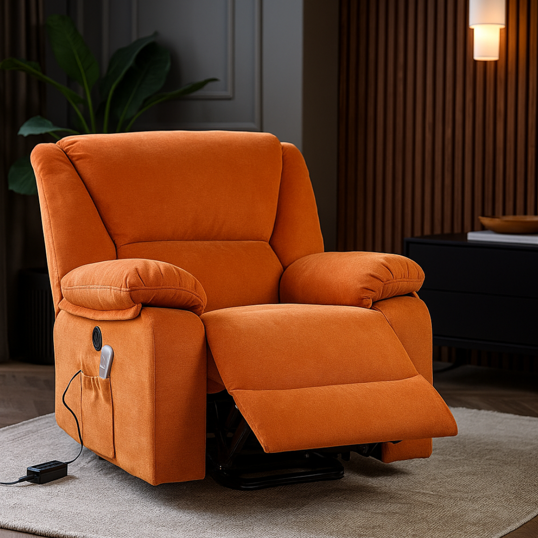 Fotoliu cu Masaj si Incalzire, Recliner Electric, Portocaliu