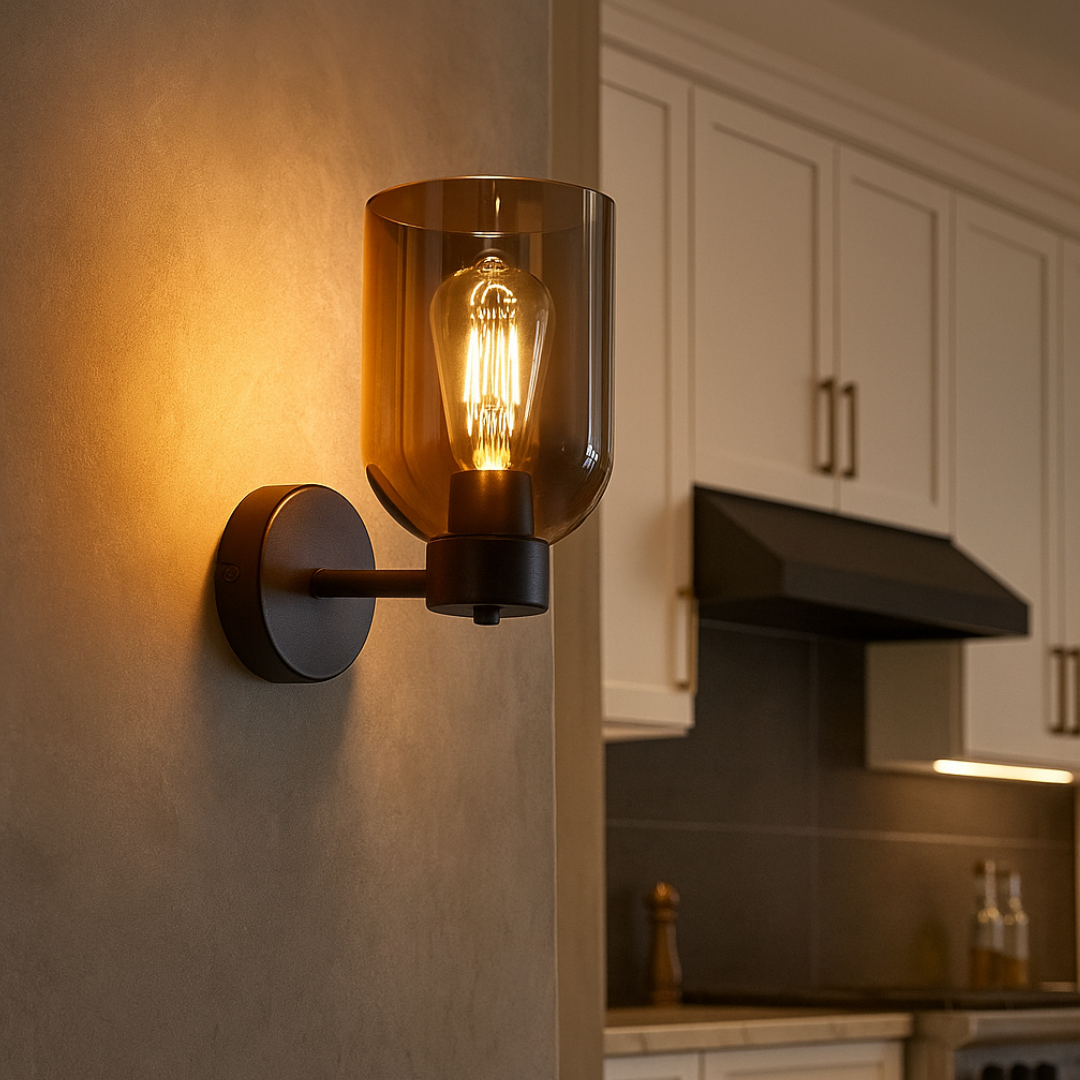 Aplica Perete Smokey Neagra Abajur fumuriu