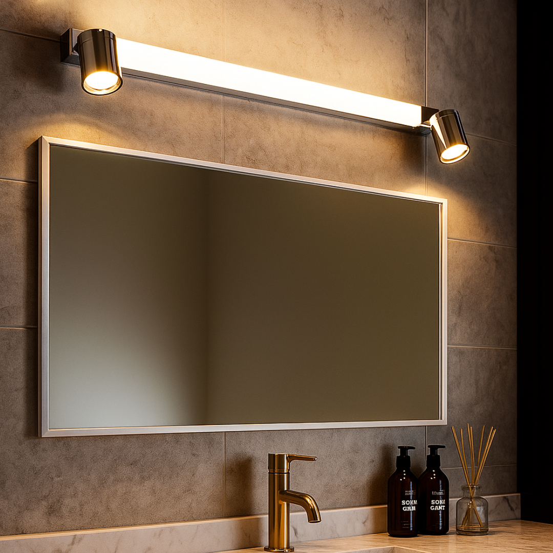 Aplica LED ENRICO Chrome 9W 90cm IP44 cu Spoturi 2xGU10