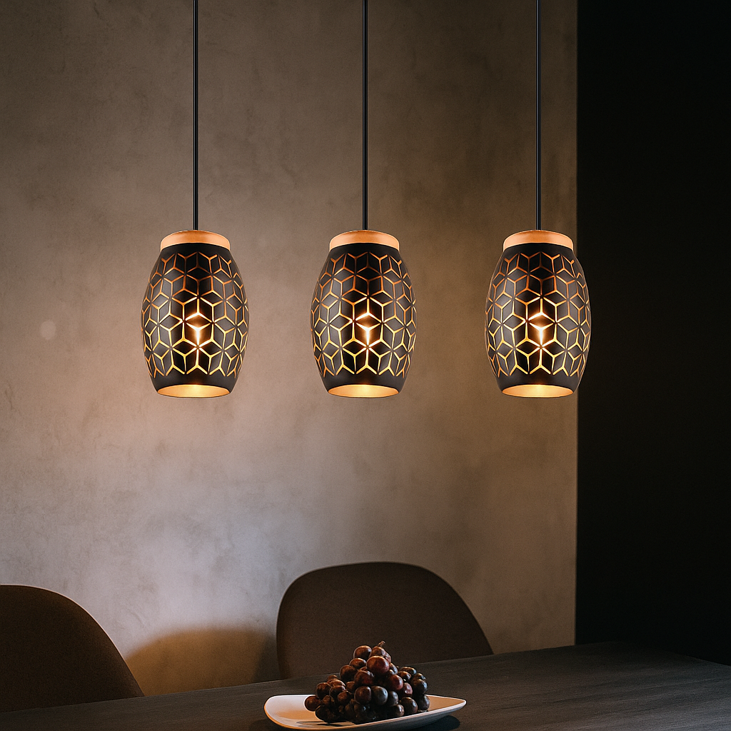 Lustra Suspendata 3xE27 BIDAR Neagra