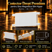 Conector Drept Premium White pentru Sina Magnetica Hyper