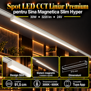 Spot LED Magnetic Liniar Premium Hyper White 30W | 91.5CM | 24V | 3 Tipuri de Lumina