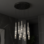 Lustra LED Suspendata Black & Chrome HUGO Liniara Echivalent 200W