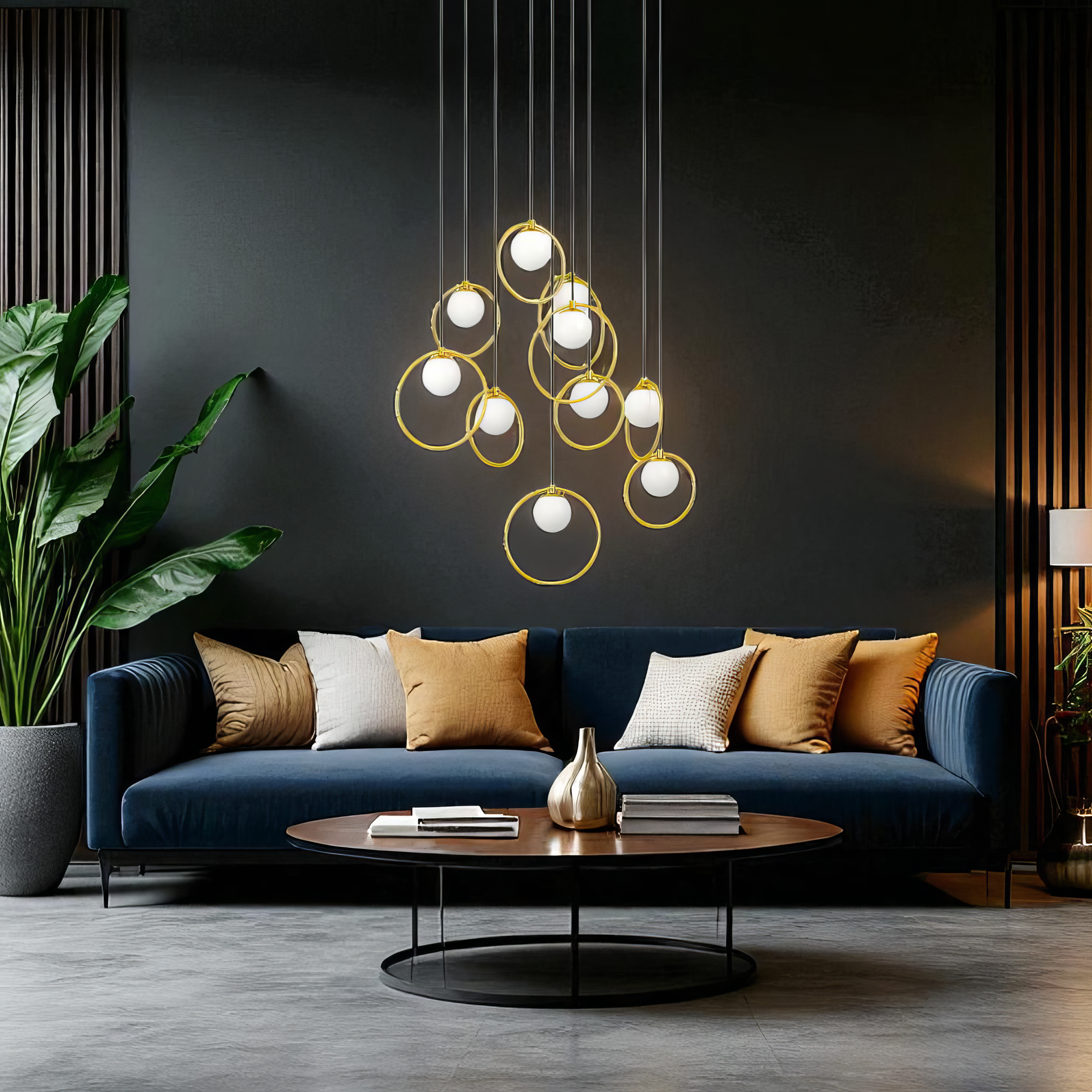 Lustra LED Suspendata PORTOCOLOM Gold Suport Rotund 10Elemente