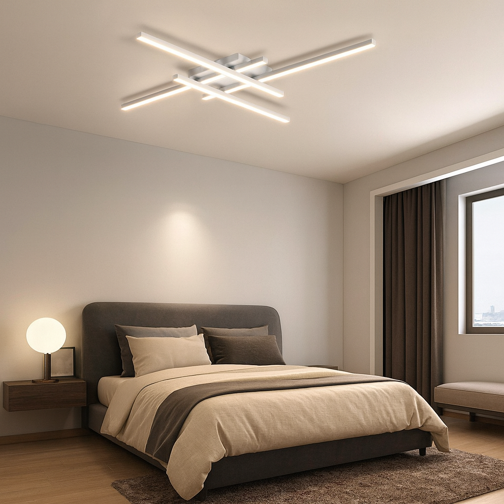 Lustra LED 4 Modern LINES Alb Echivalent 400W Telecomanda