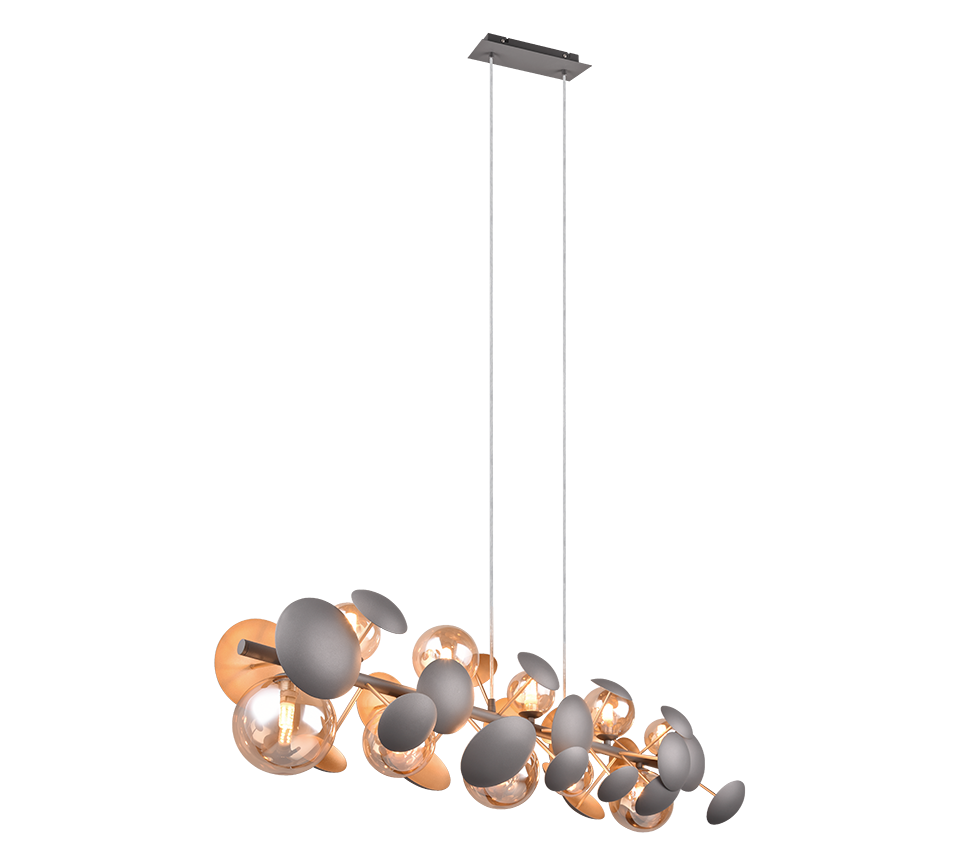 Lustra Suspendata Premium Bubble Gold & Grey 10xG9