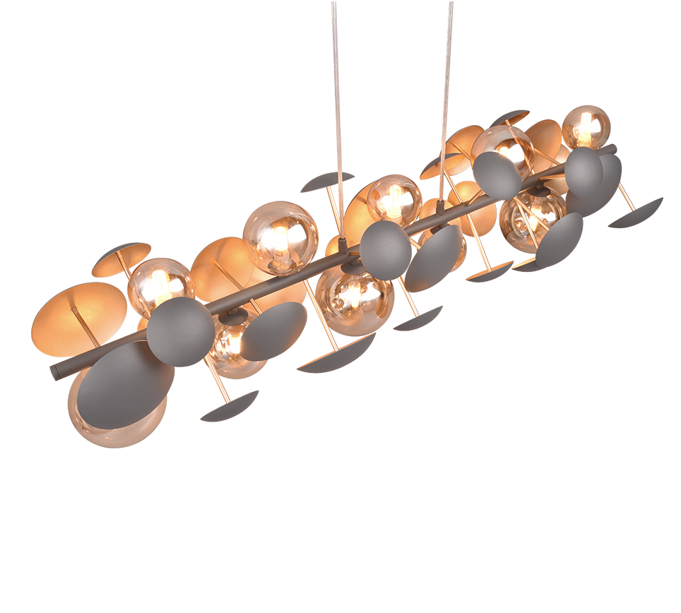 Lustra Suspendata Premium Bubble Gold & Grey 10xG9